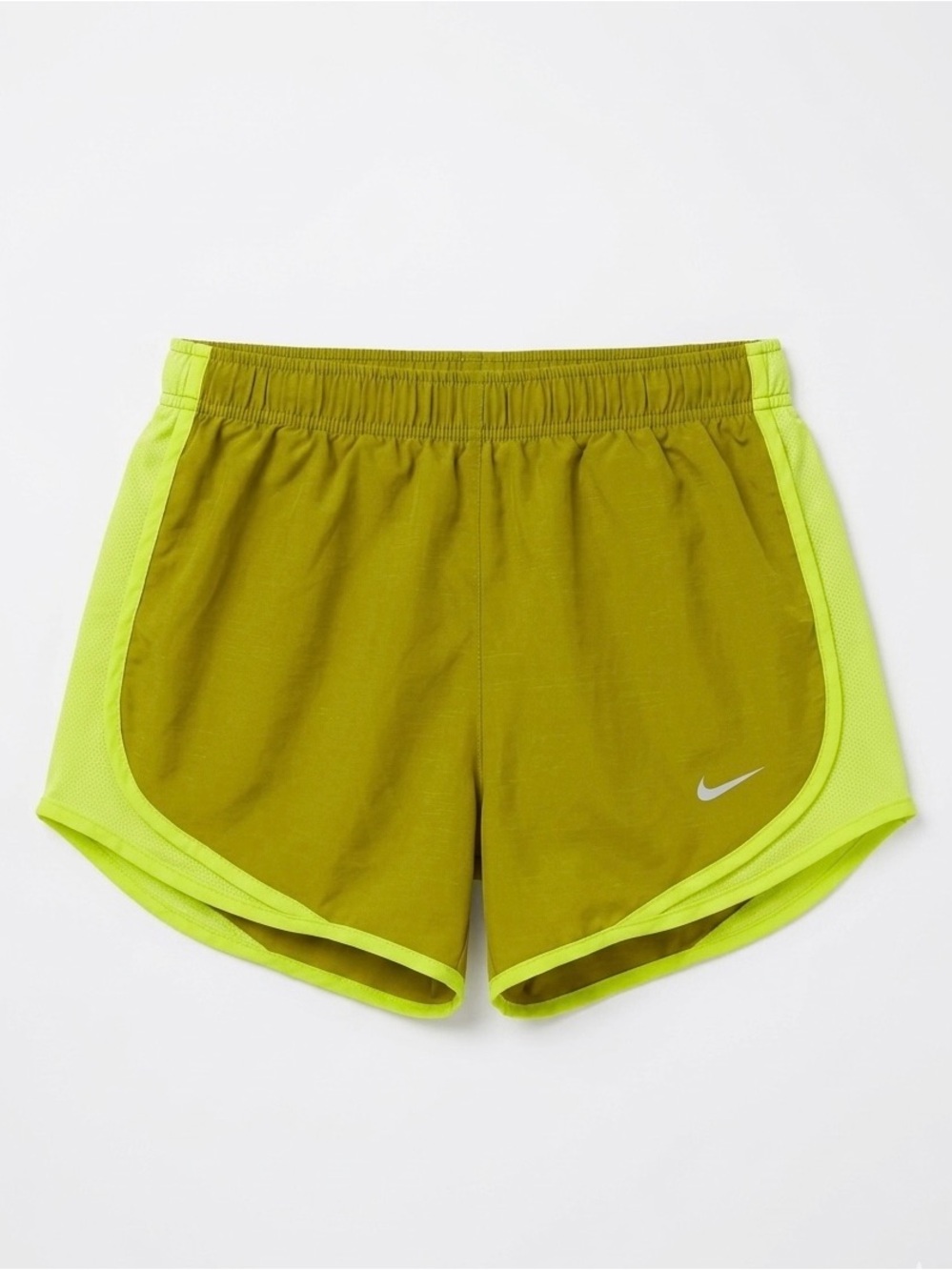 Nike Dri-Fit Women’s Olive and Neon Green Athletic Shorts - running - size small